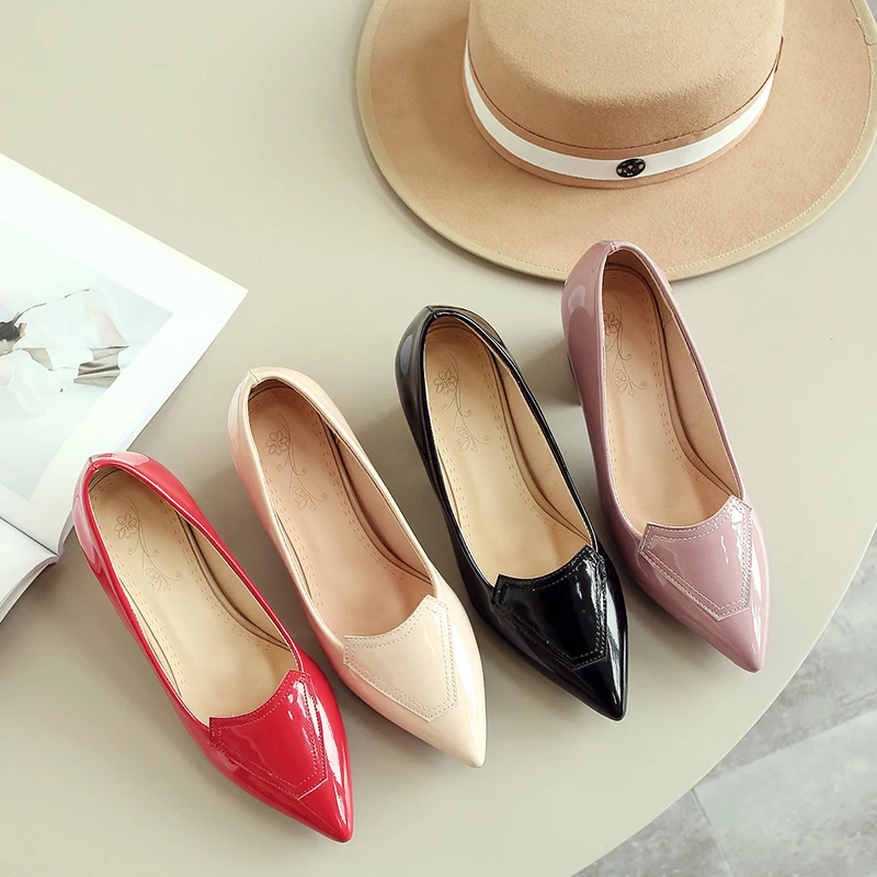 

Chunky Thick Block Heel Pointed Toe Comfortable Office Dress Pumps Lady High Heels, Black,ecru,red,pink