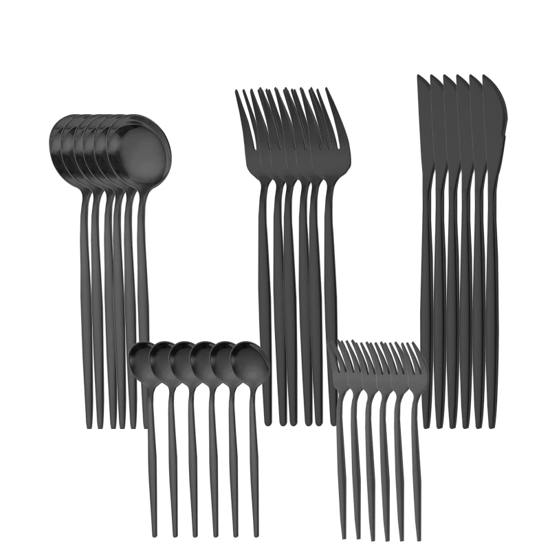 

Factory wholesale stainless spoon and fork silver ware knife 2021 luxury theme party gold plated steel dinner cutlery set, 16 colors (30pcs/set)