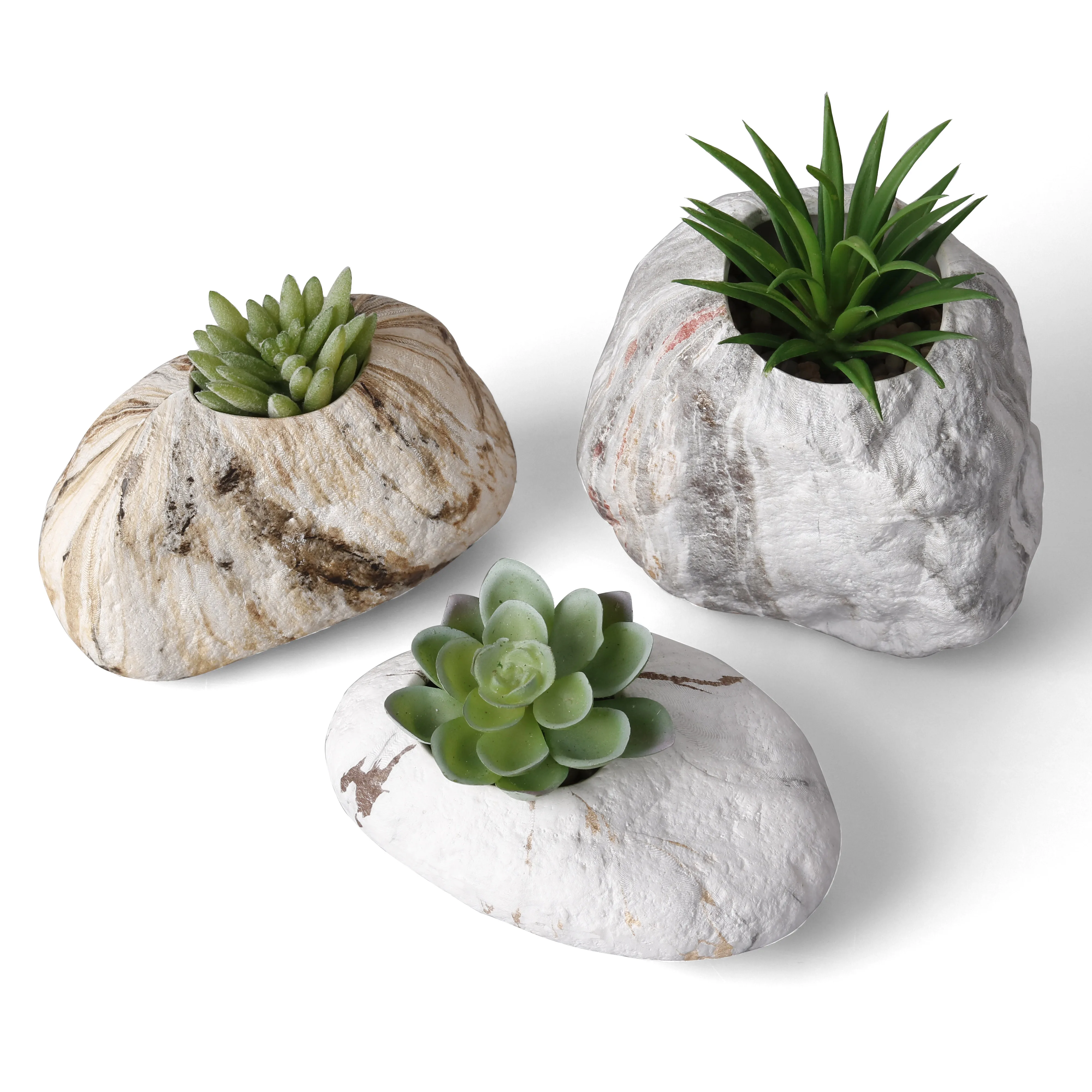 

EAGLEGIFTS set 3 marble ceramic custom table pots planters vases