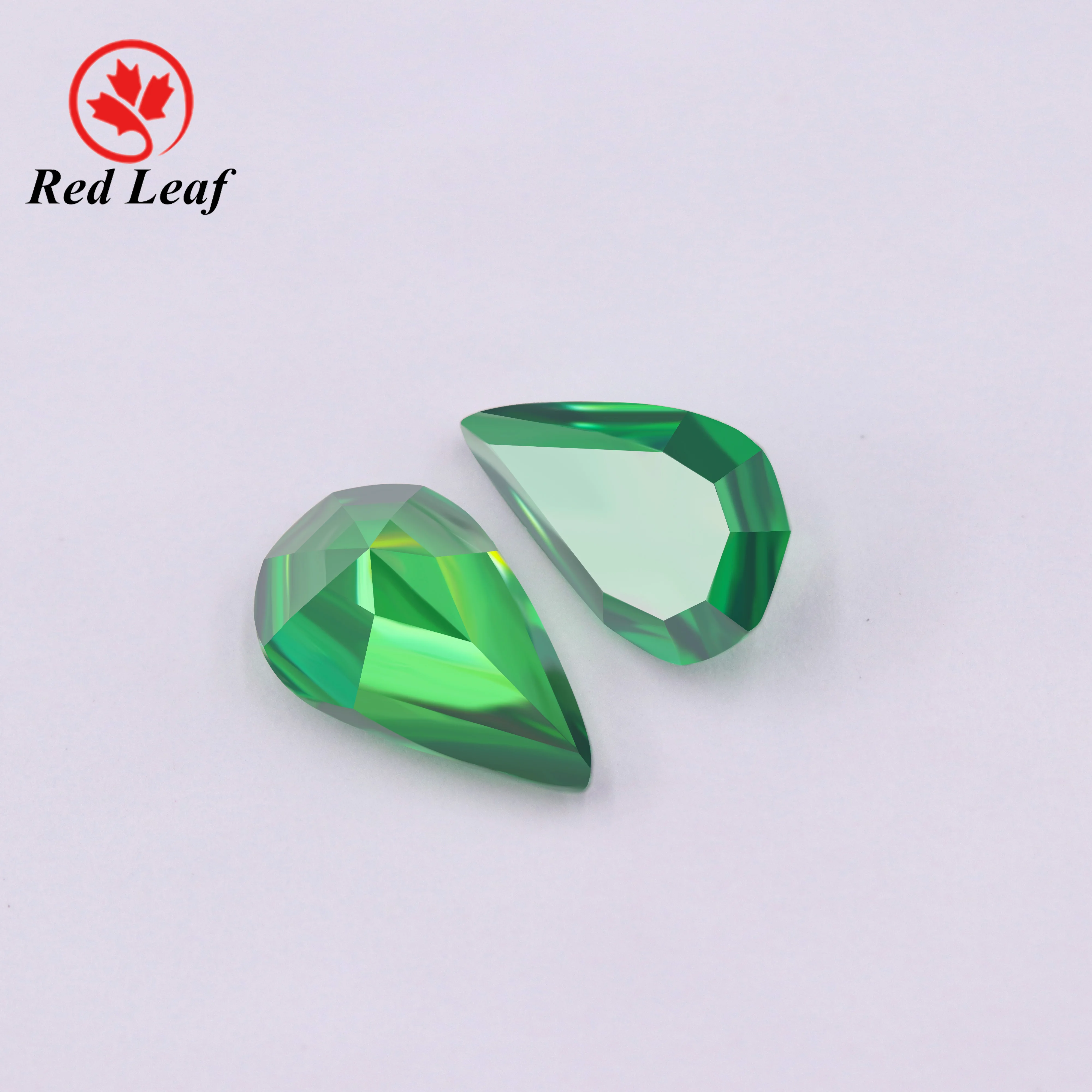 

Redleaf Jewelry high cz quality pear shape emerald green color stone wholesale loose gemstone cubic zirconia stones