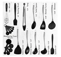 

Stainless Steel Silicone Cooking Utensils - Kitchen Essentials - 21 pcs Set - Ladle, Spatulas, Spoons, Pasta Server, Brush