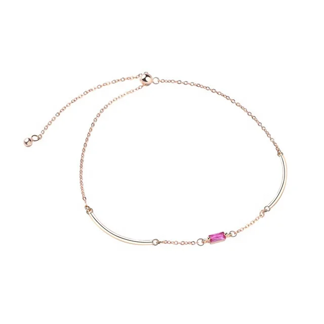 

Hot Sale Square Zircon Stone Jewelry Women 925 Sterling Silver Austria Bracelet, Red