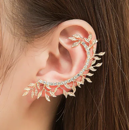 

Creative Individual Earrings Vintage Women'S Diamond Leaf Earrings Exaggerated Ear Hanging And Ear Clip Jewelry, Customized