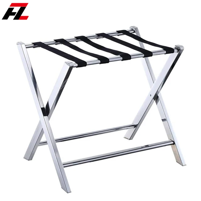 
Hotel Room Metal Folding Luggage Rack Bedroom Suitcase Support Stainless Steel Luggage Storage Rack 