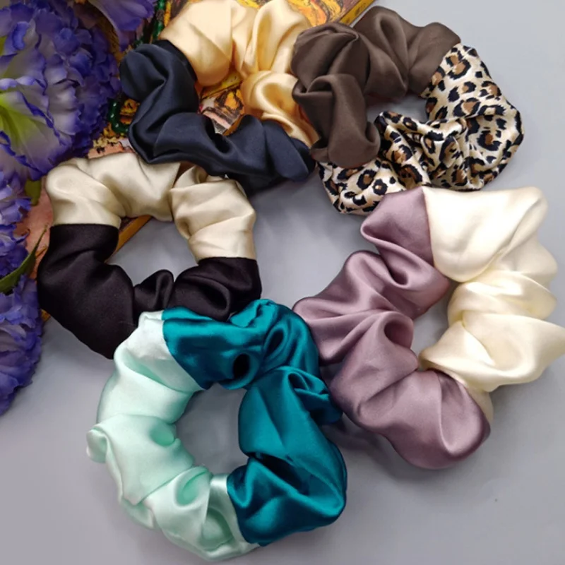 

Double matching color silk hair scrunchies hair ring mulberry silk hair coils 100% mulberry silk scrunchies