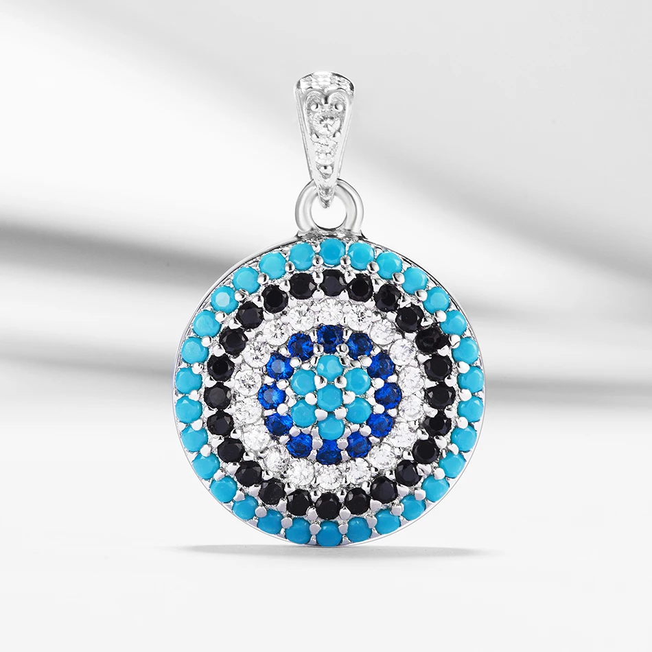 

Personalised Design 925 Sterling Silver Cubic Zirconia Blue Lucky Eye Pendant Fit Necklace For Women jewelry Making