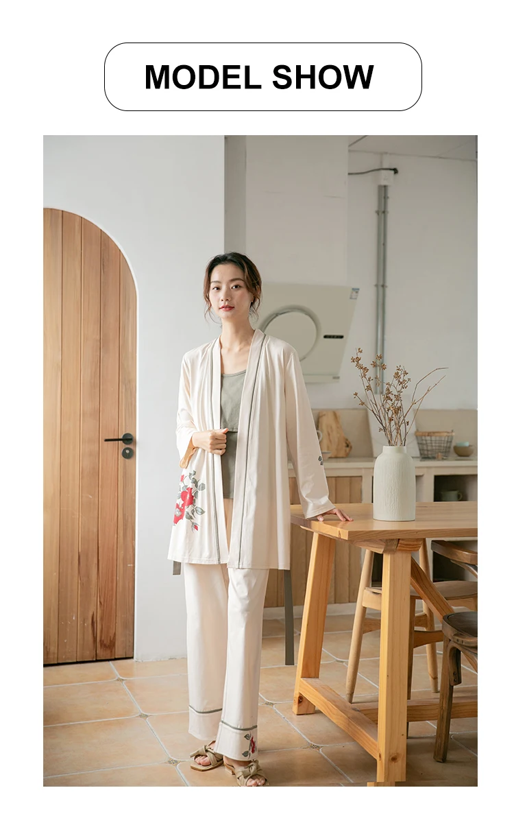 Itonia 2020 New Arrival Elegant 3pcs Cotton Pregnancy Clothes Pajamas Set.jpg