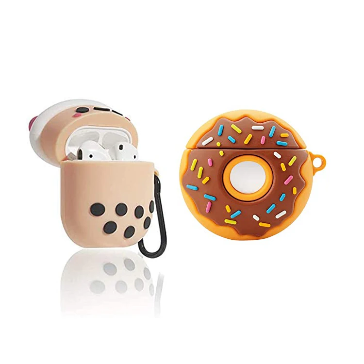 

Cute Sweet Donuts Cookies Ice Cream Bubble Milk Wireless Earphone Soft Silicone Case Protective Cover for Airpods 1 2 Pro