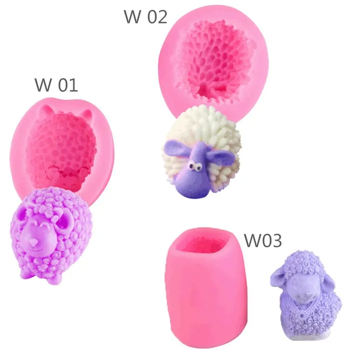 

W532 3D Three dimensional Sheep Mousse Fudge Cake Silicone 3d sheep candle mold Handmade Soap Cake Decoration Mold