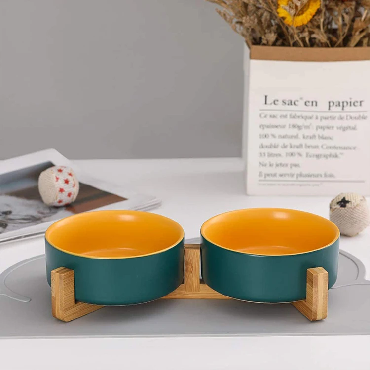 

Hot Selling Dog Cat Pet Water Food Bowl Food Dish Ceramic Pet Bowl With Stand, Customized color