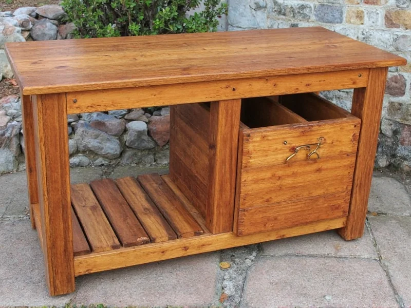 Reclaimed wood potting bench with tool storage