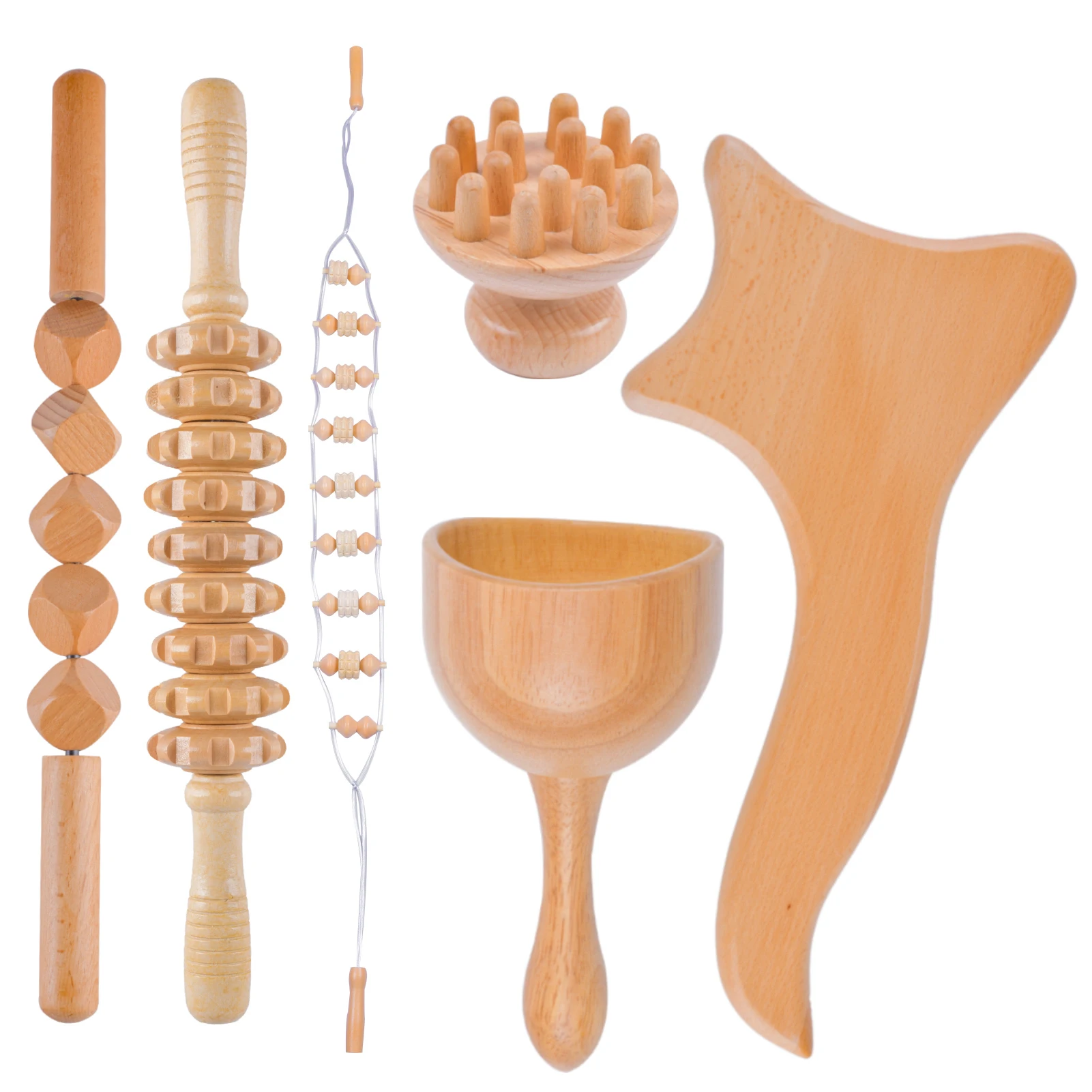 

Factory Supply Custom Professional Lymphatic Drainage Facial Wood Massager Body Massage Tools Roller Massager