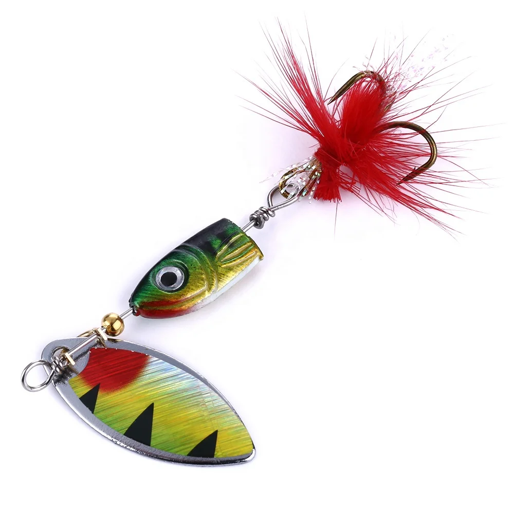 

Hengjia 4.5CM 4.5G Lead head jig spoon trolling fishing lures spinner baits feather hook, As picture