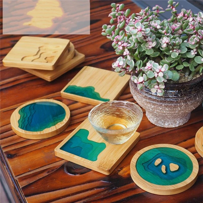 

Hot Sale irregularity round square wooden resin coaster molds for epoxy resin craft DIY
