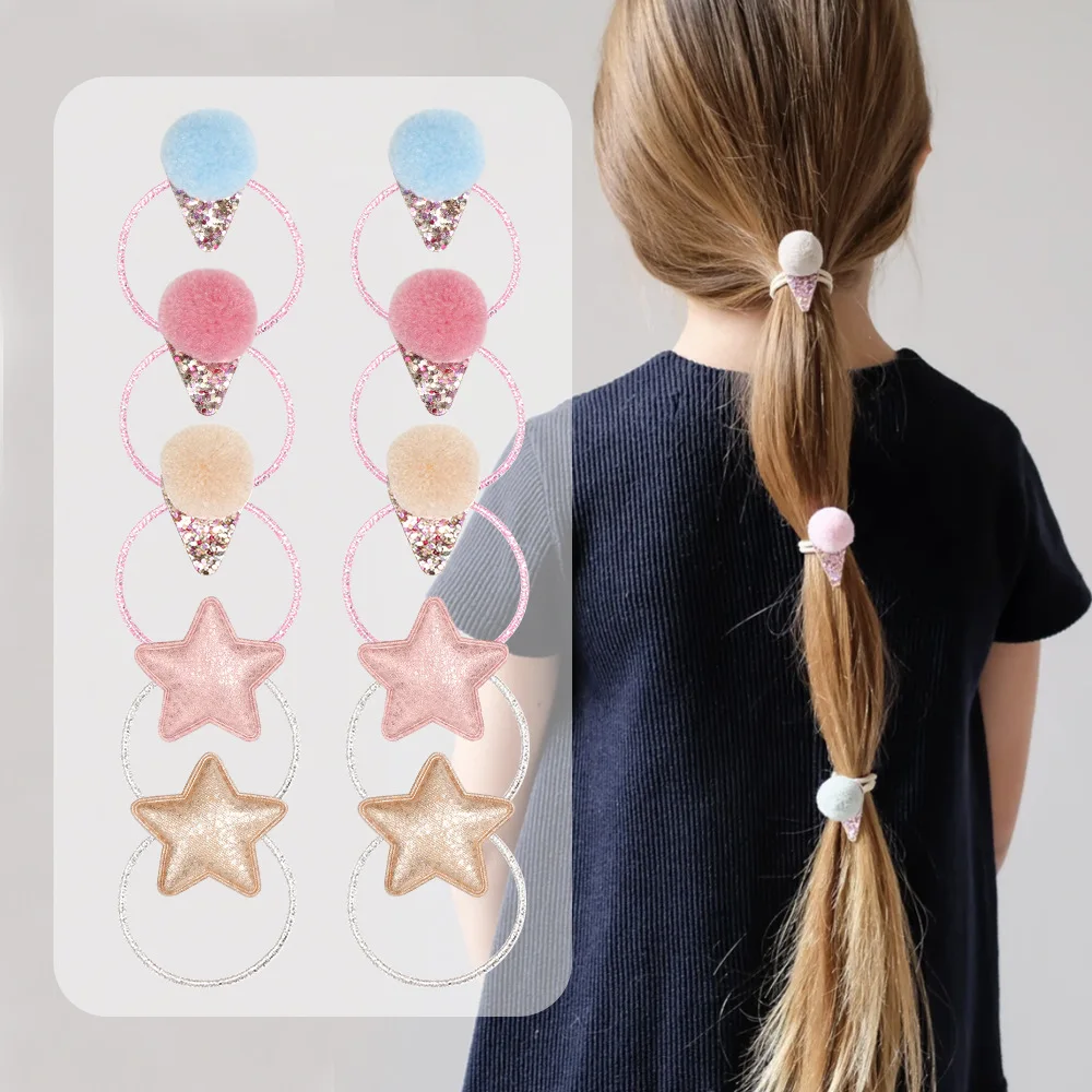 

New Bright Star Sky Transparent Elastics Hair Bands Rubber Bands Ponytail Holders Knocker Ball Hair Ties For Kids