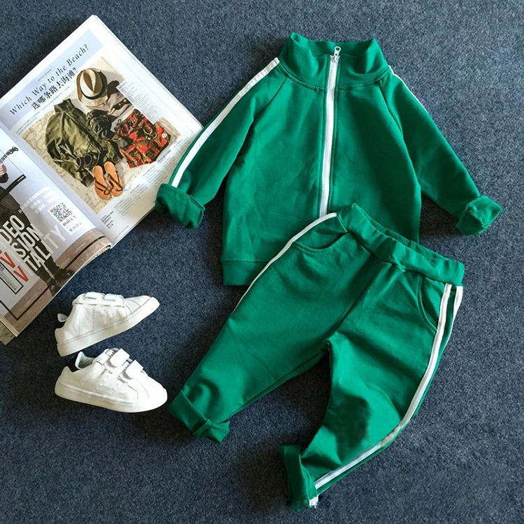 

Spring 2021 new boys and girls leisure sports zipper suit children's two pieces, Picture
