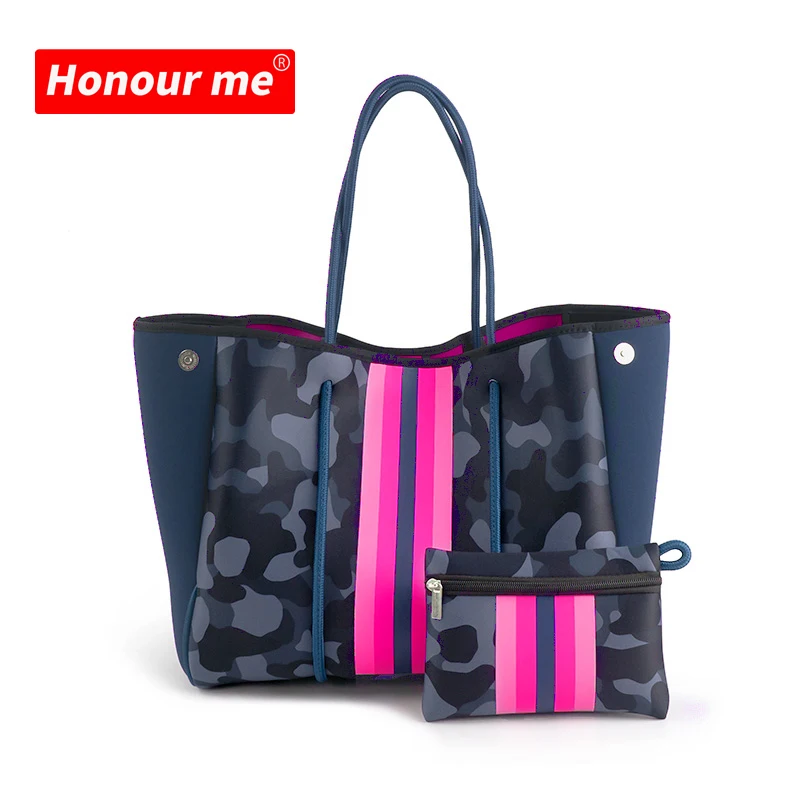 

Wholesale Printed Neoprene Fashion Beach Handbag Waterproof Neoprene Beach Tote Bag In Stock to Sell, Sample or customized