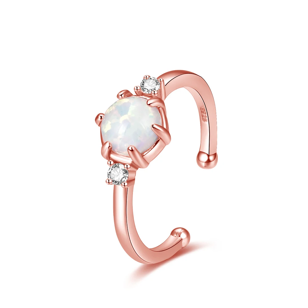

2021 New Design Custom TRENDY Luxury 925 Sterling Silver Claw Setting Zircon with opal 14k rose gold filled personalized rings