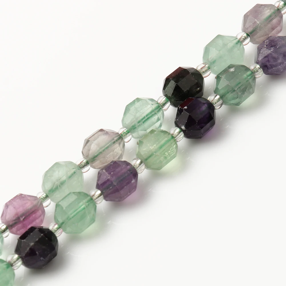 

Wholesale 7.5Inches/15Inches 8mm Faceted Olive Shape Natural Colorful Fluorite Loose Stone Beads For Jewelry DIY