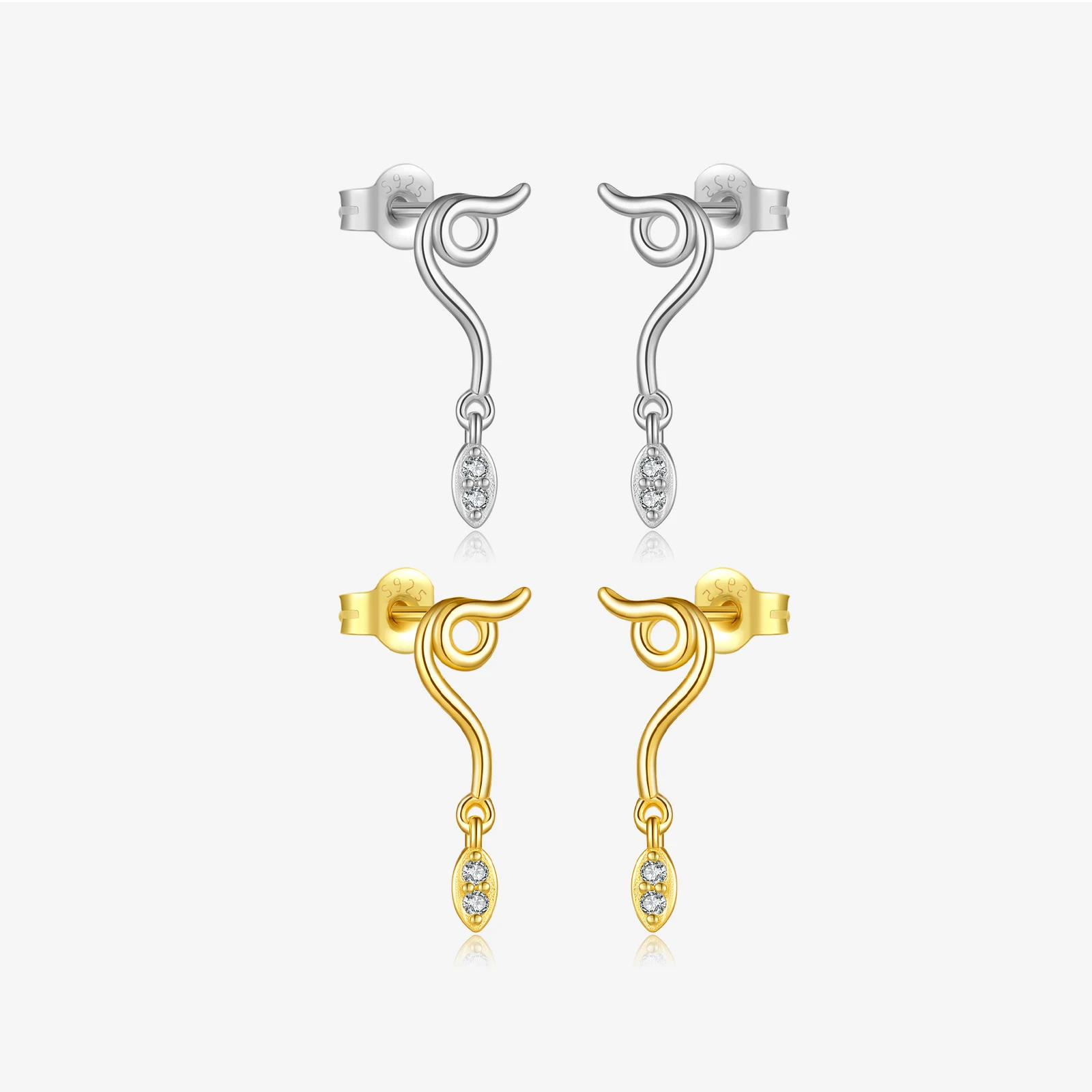 FUAMAY Fashion Question Mark S925 Geometric Earrings Women 18K Gold Plated 925 Silver Question Mark Earrings With Zircon