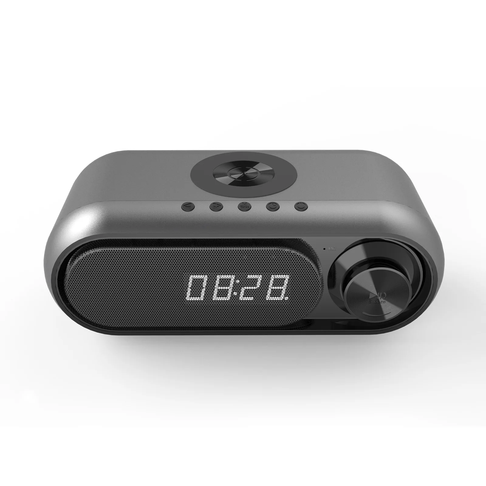 

Wireless Charging Alarm Clock FM Radio TWS Speaker with Light, Black/white