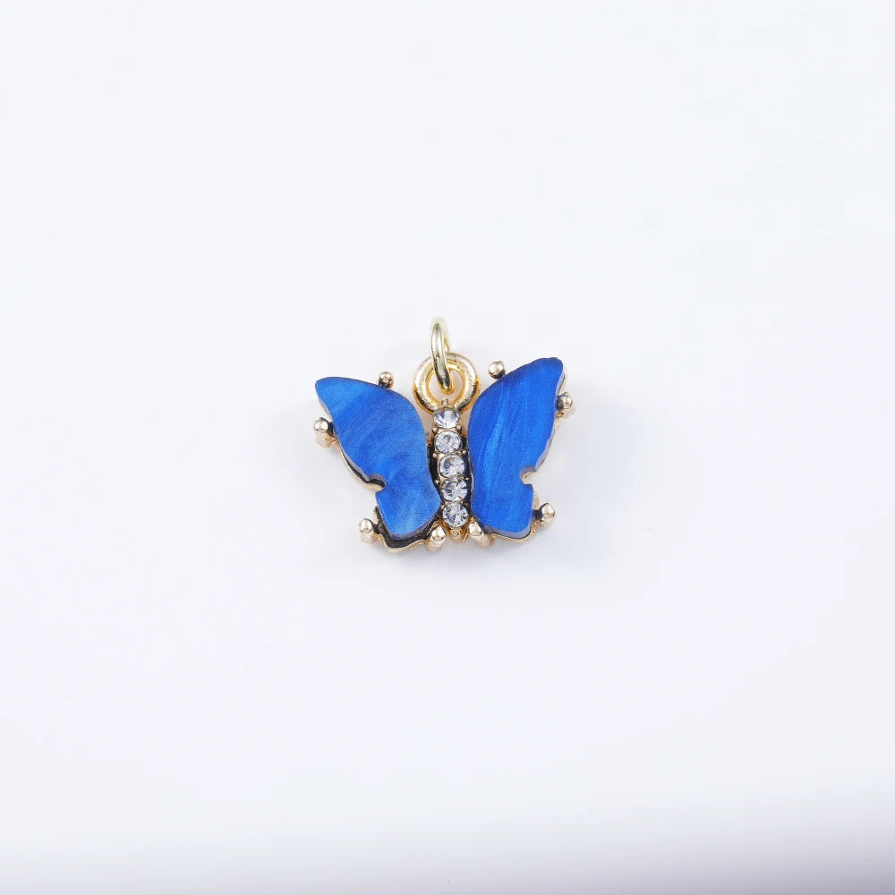 

Butterfly shape copper zirconium pendant 14k electroplated ladies necklace