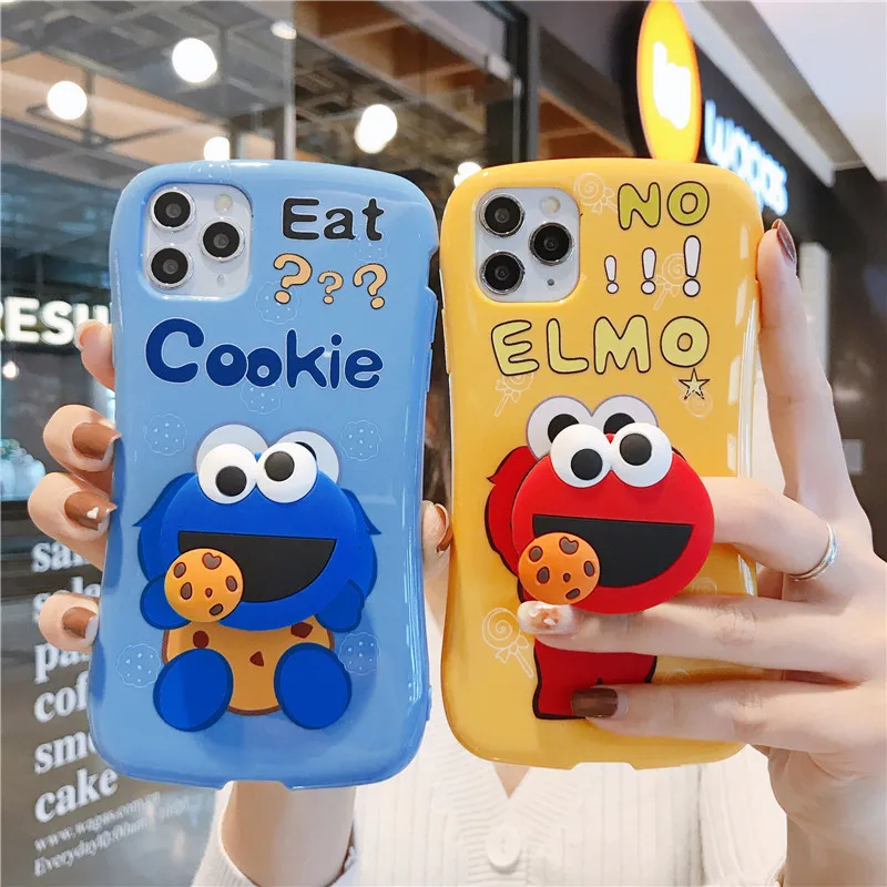 

3D Cute Cartoon Cookies Sesame Street Silicone Soft Cover Mobile Phone Accessories For iPhone 12 11 Pro Max Case, As picture show