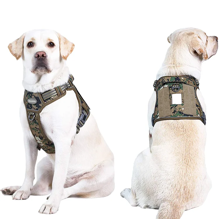 Outdoor Tactical Dog Training Harness No Pulling Front Clip Reflective Pet Working Vest Easy