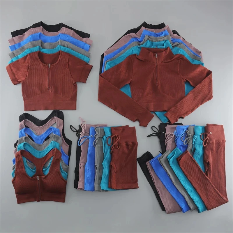 

2021 Breathable Biker Shorts Yoga Set Women Summer Short Set Four-Way Stretch Seamless Ribbed Yoga Shorts Set, Printed