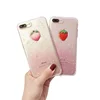 strawberry and juicy peach protective phone shell for iphone 7 crystal clear glitter epoxy tpu case
