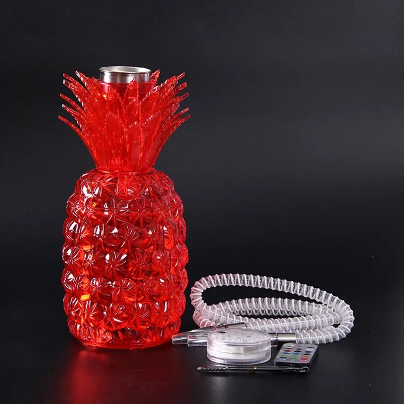 

Wholesale business gift hookah suit color fruit pineapple acrylic water smoke chishaa hookah shisha with LED, As your request