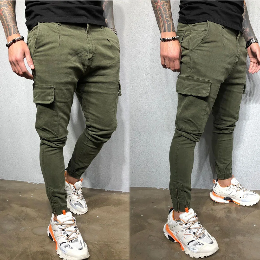 

Men's Fashion Slim Pocket Urban Straight Leg Trousers Jogging Joggers Cargo Pant Casual Skinny Pencil Pants