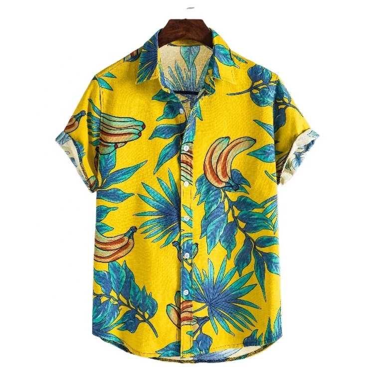 

2022 Summer Fashion Banana Print Casual Vacation Men's Short Sleeve Shirts