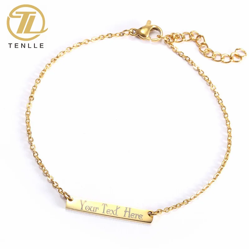 

Manufacturers direct European and American fashion DIY custom engraved bracelet stainless steel lettering chain jewelry