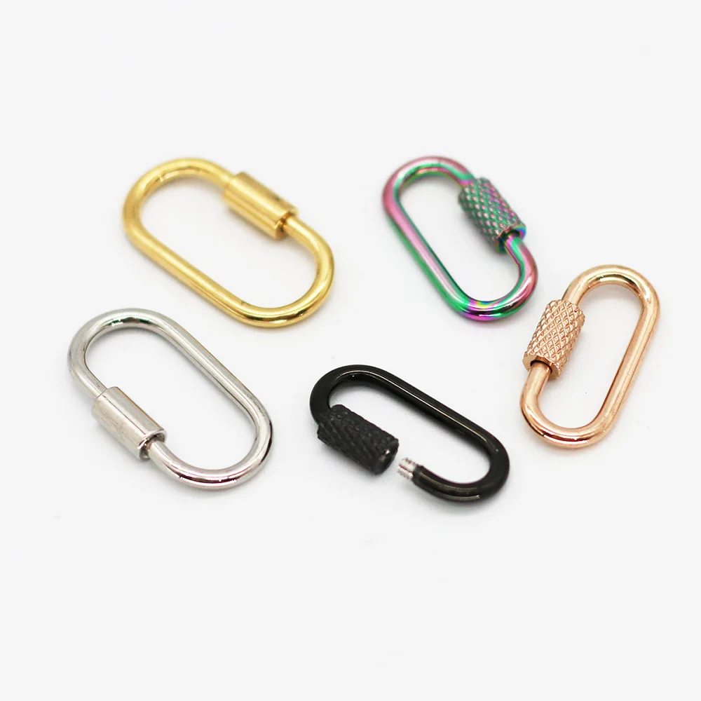 

22mm/25mm Stainless Steel Oval Carabiner Lock Jewelry Accessories Buckle Diy Pendant Hanging Chain Screw Buckle Clasps