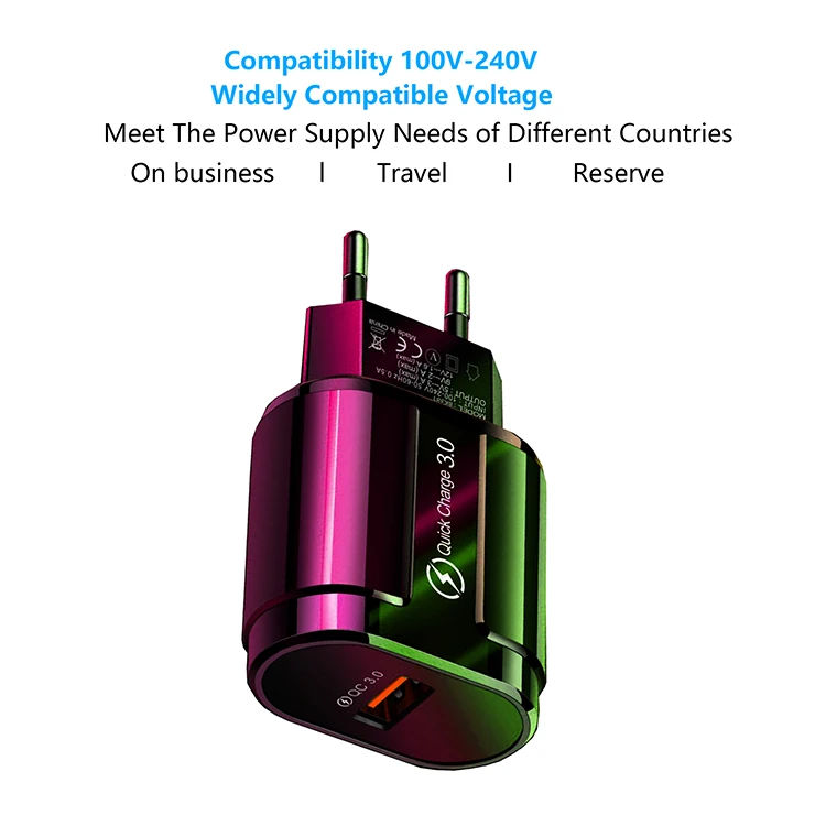 
Hot Selling Qualcomm Quick Charge QC 3.0 Fast USB 18W Phone Wall Charger 