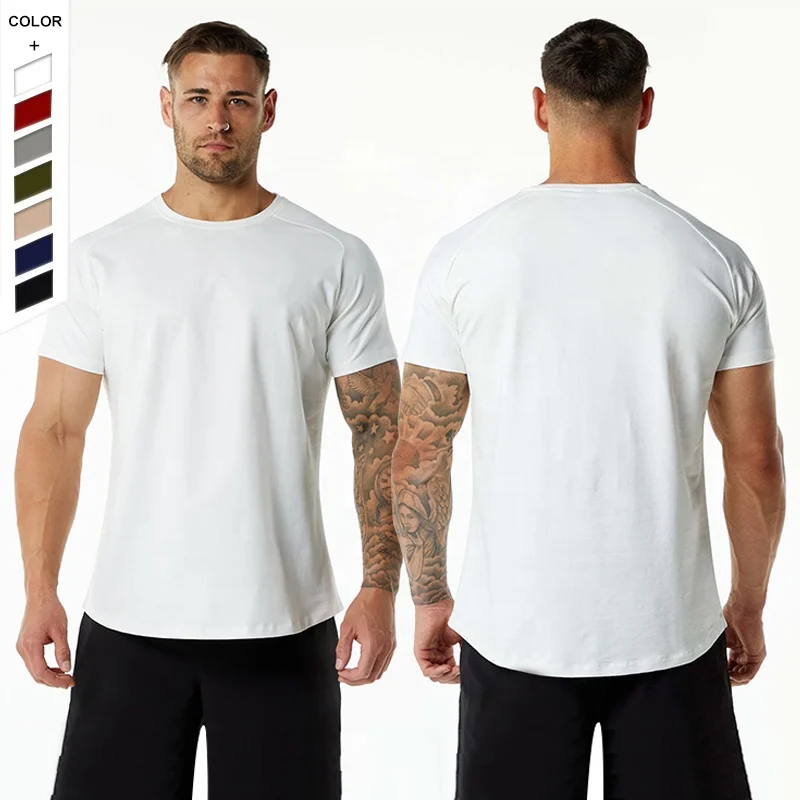Europe & America Summer Plus Size Men's Cotton Active Top T-shirt Quick Dry Breathable Lightweight Short Sleeve for Sports