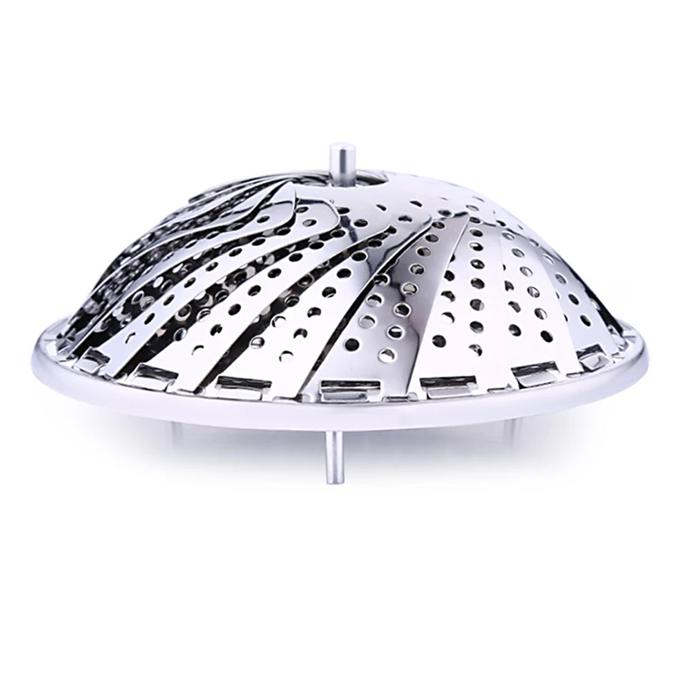 

A1140 Folding Dish Steam Stainless Steel Food Basket Mesh Vegetable Vapor Cooker Steamer Expandable Kitchen Tool Steamer, Stainless steel color