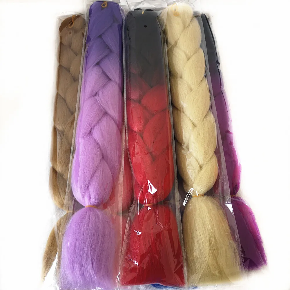 

Wholesale Four Color Ombre Braiding Hair Extensions Synthetic Crochet Braiding Hair Jumbo Braids Hair, Customized