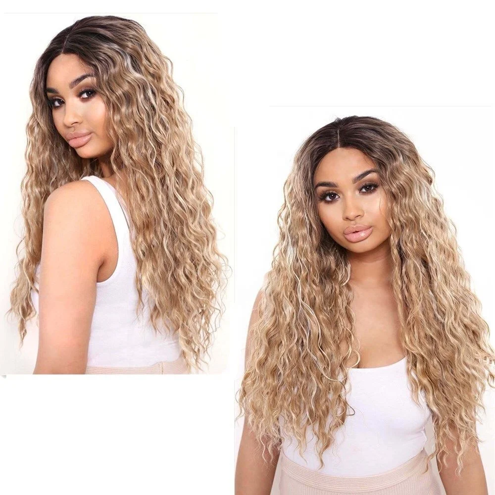 

New Arrival Warm Blonde Textured Synthetic Lace Front Wigs in Stock