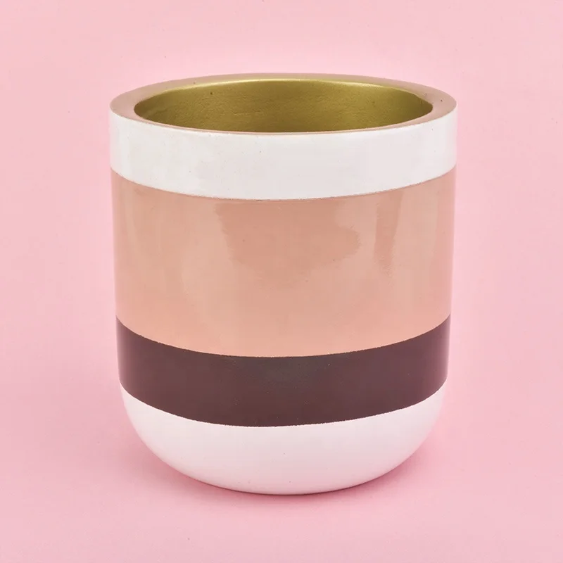 Luxury pink glazed ceramic candle vessels votive scented candle holder home decoration use