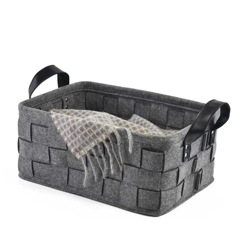 

Large capacity fold able home s room service Multi-function felt basket for felt home storage basket, Grey