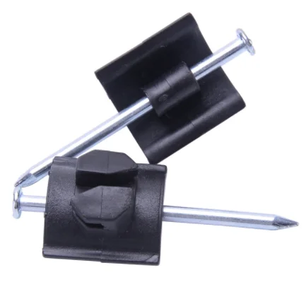 

Electric fencing nail on insulator for farm and paddock, Black
