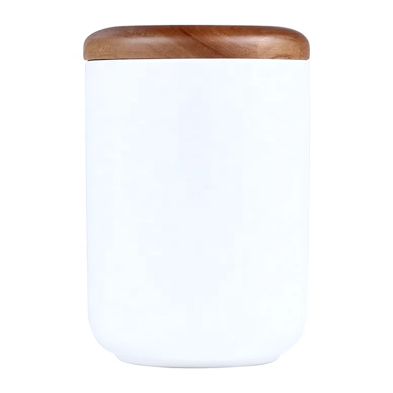 

Nordic sealed jar with lid ceramic storage jar storage box coffee flower tea candy jar, White