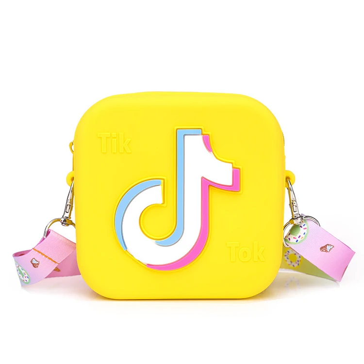 

luxury girls mini kids cartoon tik tok pattern square messenger bag coin purse, 6 colors