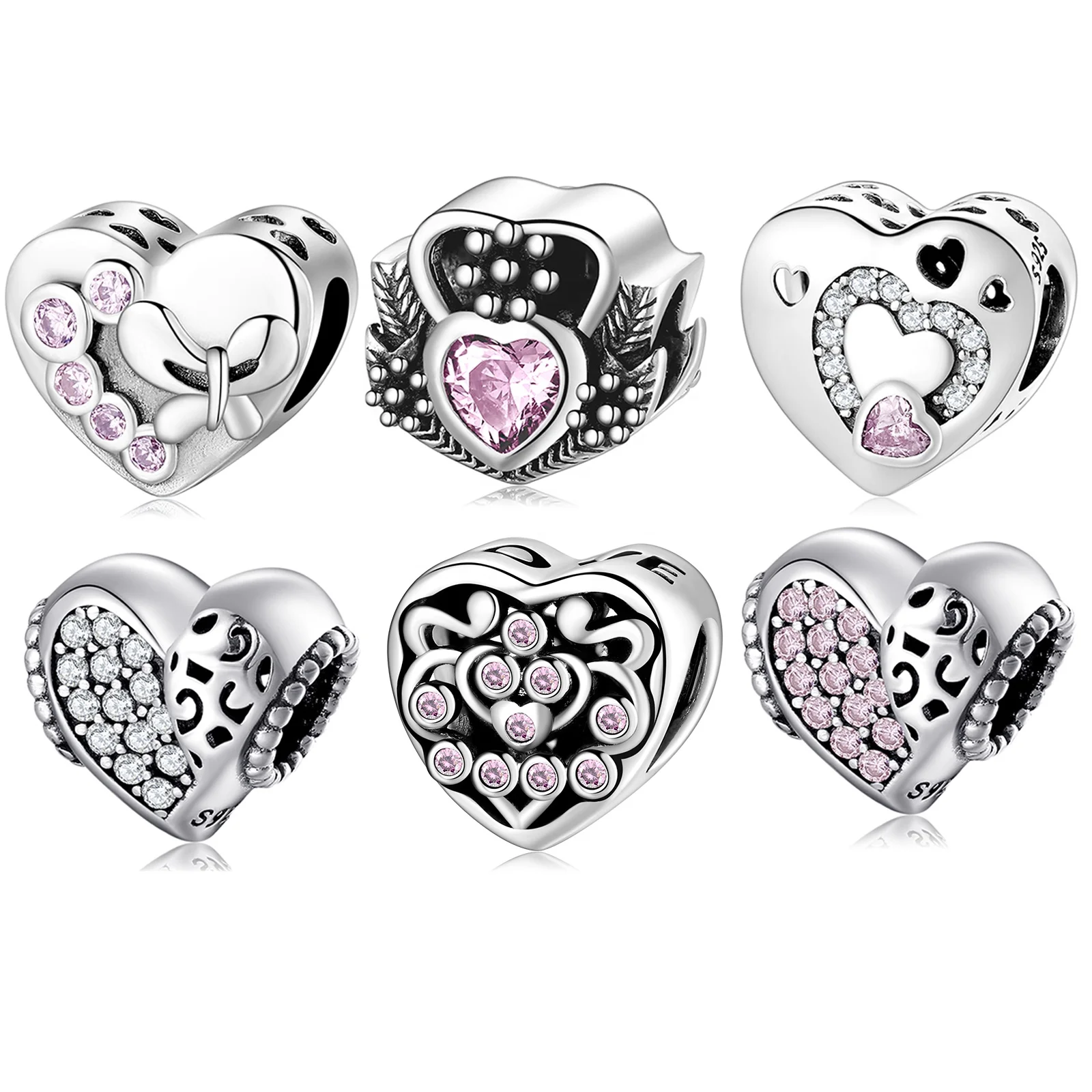 

Real 925 sterling silver Openable Heart creativity Love you Charms for Bracelets Pendant fashion Accessories Wholesale lots bulk