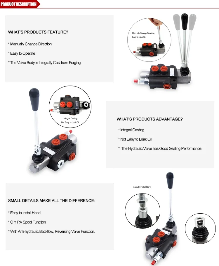 Junbao P40 Series Hydraulic Monoblock Directional Manual Control Valve With Detent Hydraulic