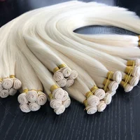 

hand tied weft hair extension double drawn European blonde human hair weave bundles