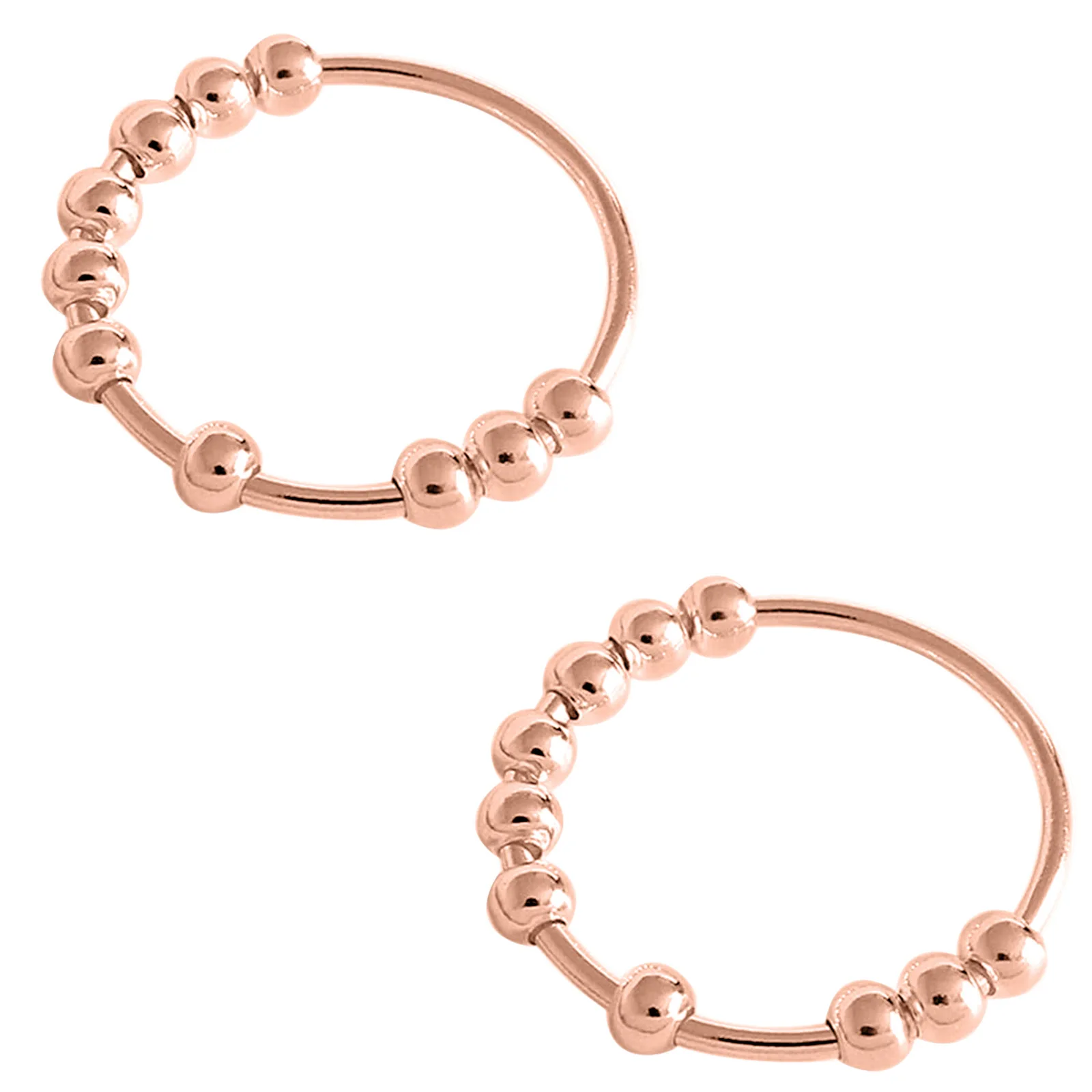 

Amazon Hot Selling Anxiety Bead Ring Fashion Gold Plated Swivel Ring Coping With Stress Beads Ring, Pink blue green black white