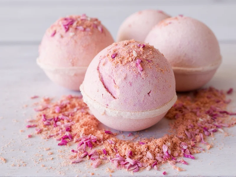 Natural colored bath bombs with flower petals and mica powder